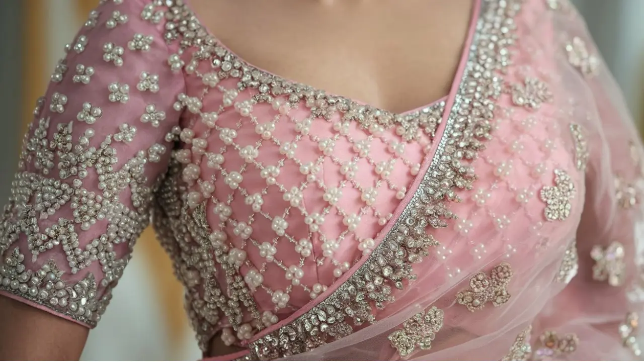 Blouses with Embellishments for organza saree