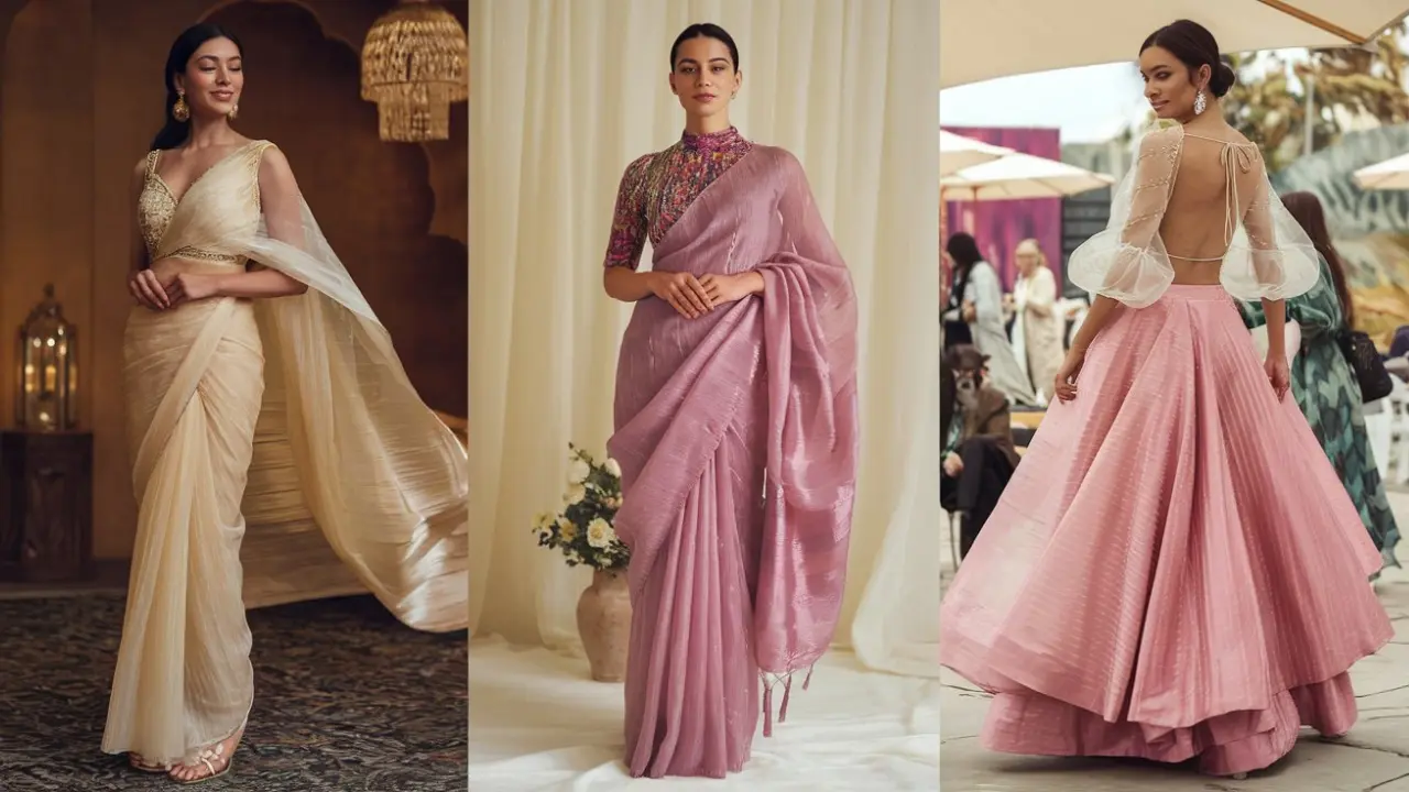 Different styling for organza sarees