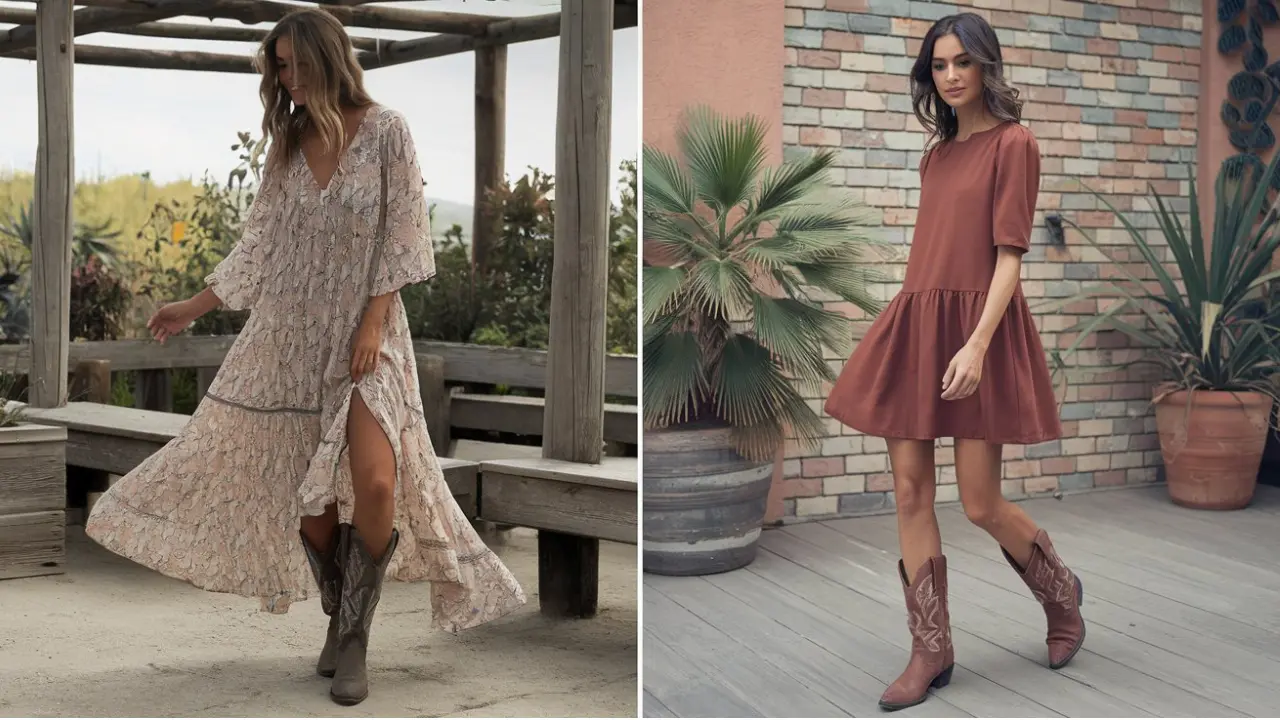 Long And Short Dresses to Wear With Cowboy Boots