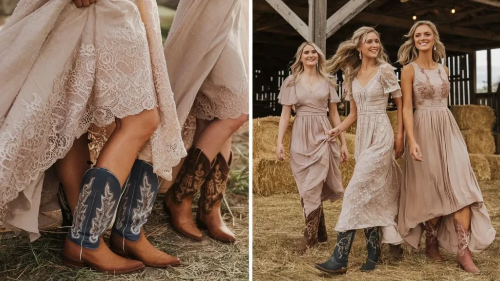 Bridesmaid Dresses to Wear with Cowboy Boots