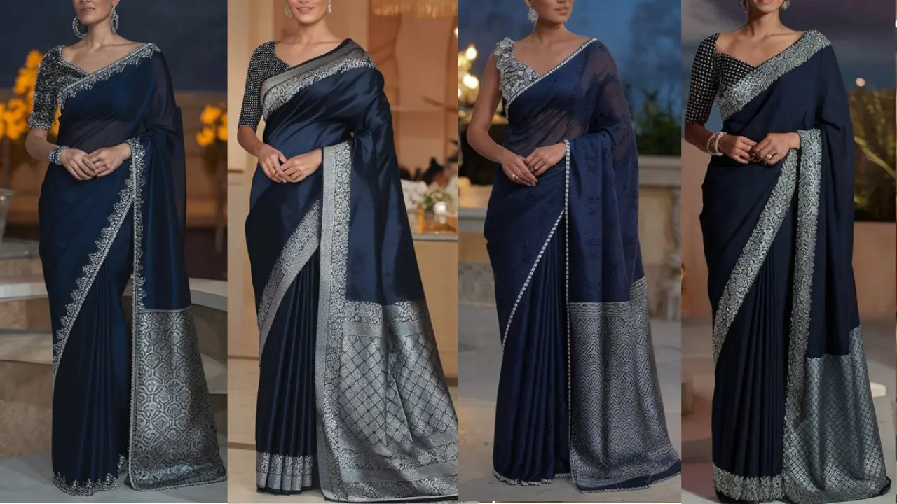 Different blouse designs for navy blue saress